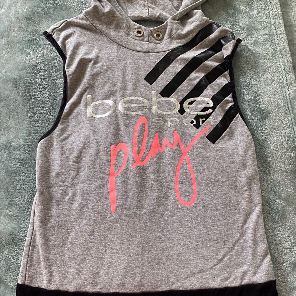 bebe women Gray and Pink Graphic Hoodie